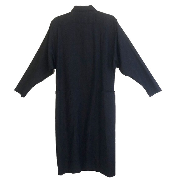 VTG JAEGER London Wool Coat Dress Womens 12 Charcoal Dolman Long Sleeve Pockets - Picture 8 of 16